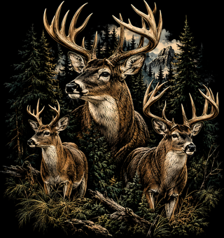 Deer Forest - For Black Shirt