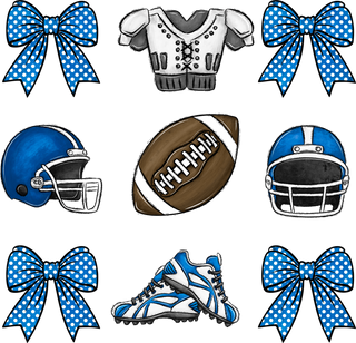 Football Bows Blue