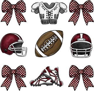 Football Bows Maroon