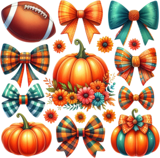 Football Bows Pumpkins 2