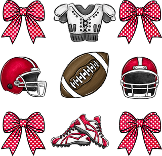 Football Bows Red