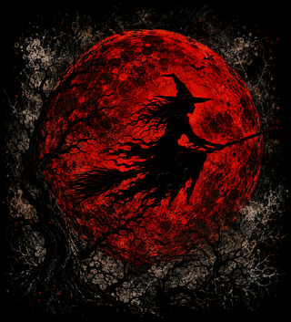 Spooky Witch Moon Halloween - For Black Shirt