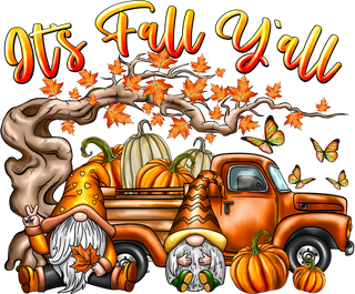 It's Fall Y'all Gnomes with Vintage Truck and Pumpkins