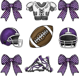 Football Bows Purple