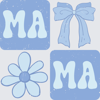 Blue Retro Mama Checkered PNG