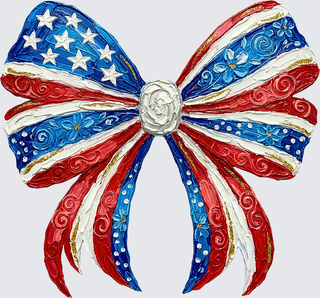 Brushstroke patriotic bow
