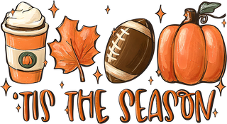 Tis The Season Autumn Fall Pumpkin Spice Latte Football