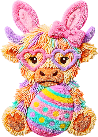 Latch hook easter highland cow 2