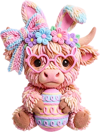 Latch hook easter highland cow 3