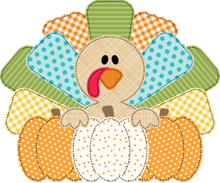 Patchwork Turkey Head with Fall Pumpkins