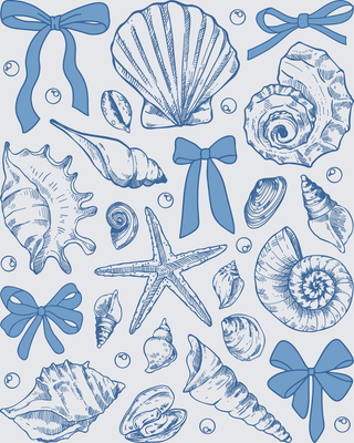 Sea Shells Blue Bow