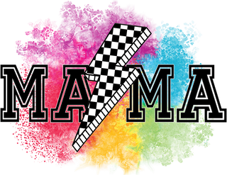 Watercolor Checkered Lightning Mama PNG