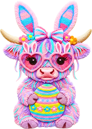 Latch hook easter highland cow