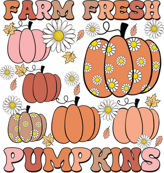 Farm Fresh Pumpkins with Daisies and Fall Leaves