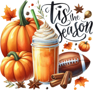 Tis the Season Fall Autumn Pumpkins Pumpkin Spice Latte Football