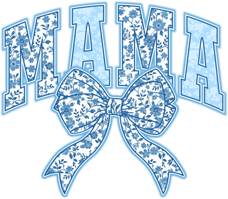 Mama Blue Floral Bow