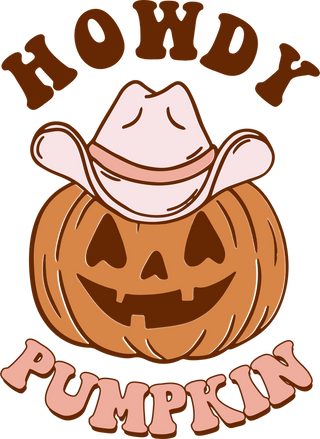 Howdy Pumpkin Western Cowboy Hat Jack-O-Lantern Halloween