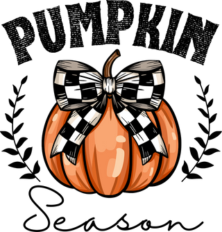 Pumpkin Season Orange Pumpkin Black White Checkered Bow