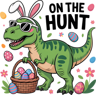 Happy Easter PNG, Retro Easter PNG, Easter Dinosaur