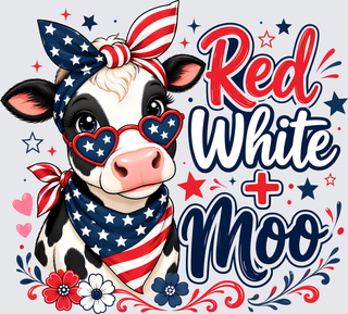 Patriotic Cow 4th of July Red White Moo