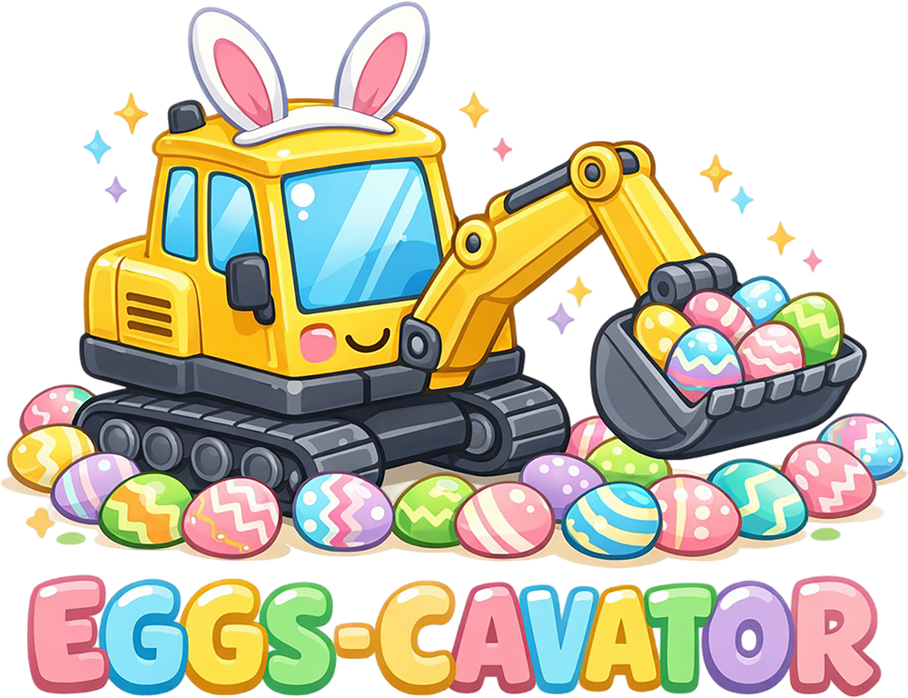 Eggs-Cavator Png, Excavator Easter 1 – Triad DTF