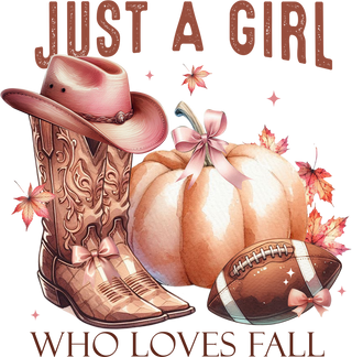 Just A Girl Who Loves Fall Cowboy Boots Pumpkin Football