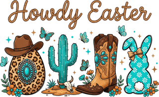 Cowgirl Easter Bunny Png, Western Easter