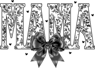 Black White Floral Bow