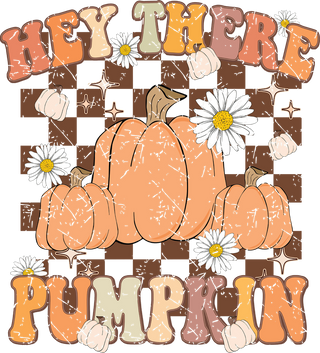 Hey There Pumpkin Fall Autumn Checkered Pattern