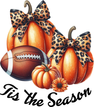 Football Pumpkins with Leopard Print Bows Tis The Season