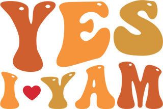 YES I YAM Sweet Potato Pun Design with Red Heart