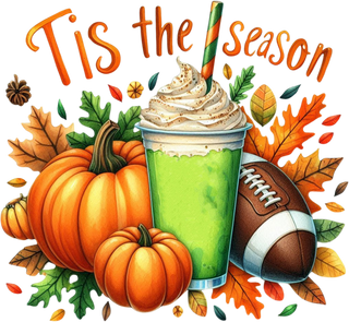 Tis the Season Pumpkin Spice Latte Football Autumn