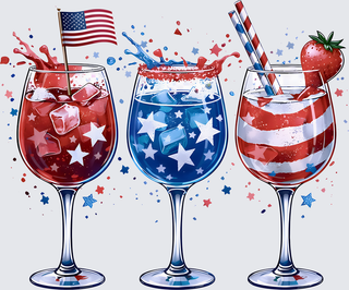 4th of July Wine Glasses