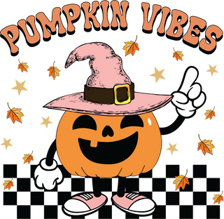 Pumpkin Vibes Jack-o'-Lantern Character with Witch Hat and Sneakers