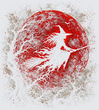 Spooky Witch Moon Halloween - For Black Shirt