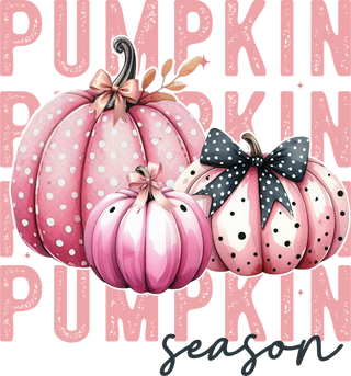Pink Polka Dot Pumpkins with Bows Pumpkin Season