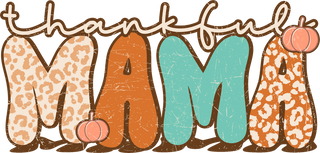 Thankful Mama Leopard Print Letters with Pumpkins Fall