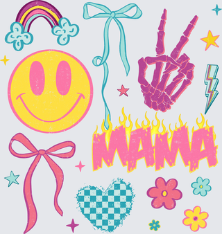 Mama smiley peace bow