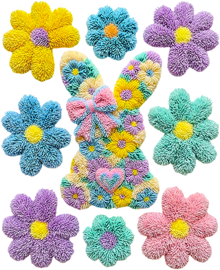 Latch hook easter floral bunny