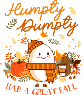 Humpty Dumpty Had A Great Fall Cute Ghost in Orange Scarf